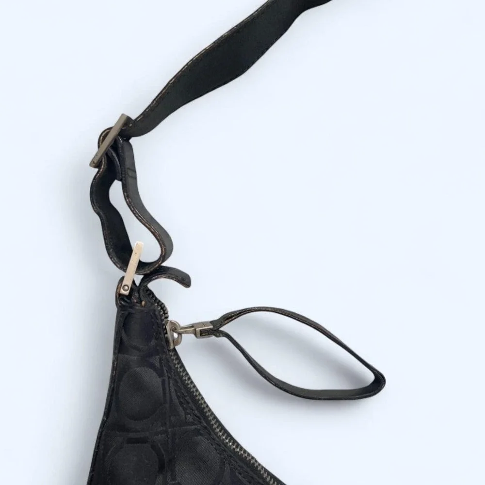 Ferragamo Gancini Canvas Leather Tote Bag Black